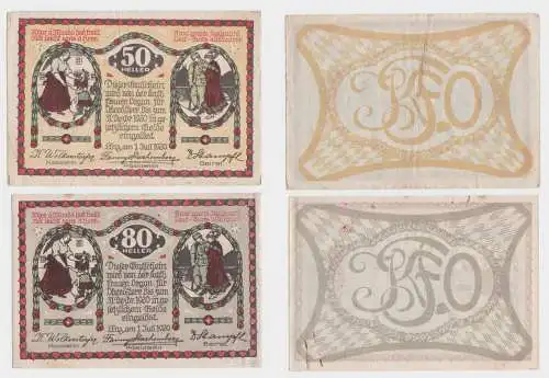50 und 80 Heller Banknoten Linz Katholische Frauen-Organisation (137247)