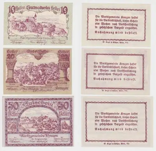 10, 20 und 50 Heller Banknoten Kreuzer (133097)