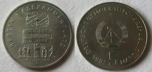 DDR Gedenk Münze 5 Mark 750 Jahre Berlin Alexanderplatz 1987 Stgl. (125573)
