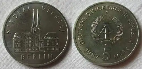 DDR Gedenk Münze 5 Mark Berlin Nikolai Viertel 1987 (124880)