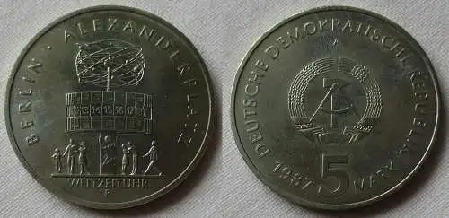 DDR Gedenk Münze 5 Mark 750 Jahre Berlin Alexanderplatz 1987 Stgl. (127066)