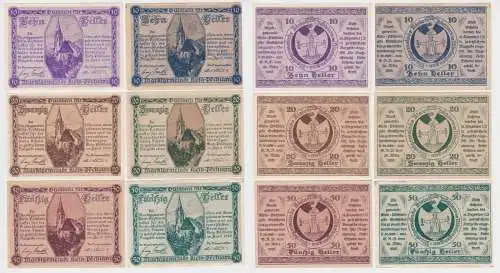 6x 10, 20 und 50 Heller Banknote Klein-Pöchlarn 29.03.1920 (138720)