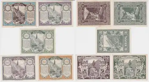 5x 10, 20 und 50 Heller Banknote Krimml (135043)