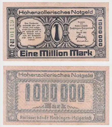 1 Million Mark Banknote Hohenzollersches Notgeld  August 1923 (153370)