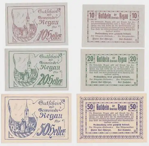 10, 20 und 50 Heller Banknote Regau (154518)