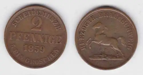 2 Pfennig Kupfer Münze Braunschweig 1859 (143076)
