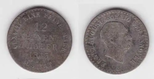 1/12 Taler Silber Münze Hannover 1843 B s/ss (142902)