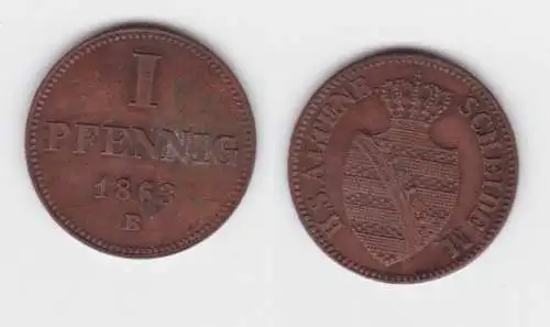 1 Pfennig Kupfer Münze Sachsen-Altenburg 1863 B ss/vz (142857)