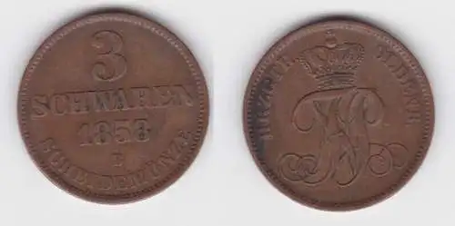 3 Schwaren Kupfer Münze Oldenburg 1858 B ss (142942)