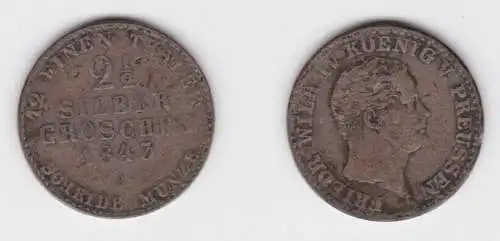2 1/2 Silber Groschen Münze Preussen 1843 A f.ss (140837)