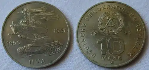 DDR Gedenk Münze 10 Mark 25 Jahre Nationale Volksarmee NVA 1981 Stgl. (135912)