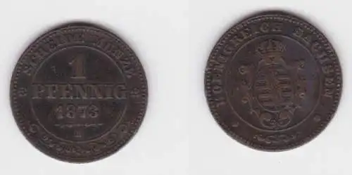 1 Pfennig Kupfer Münze Sachsen 1873 B ss (143019)