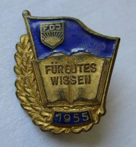 seltenes DDR Abzeichen "für gutes Wissen" mit Jahreszahl 1955 in Gold (134327)