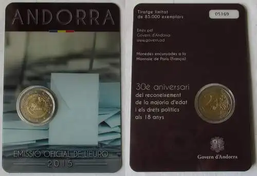 Andorra 2 Euro 2015 "30 Jahre Wahlrecht" Blister/Folder Stgl. (158177)