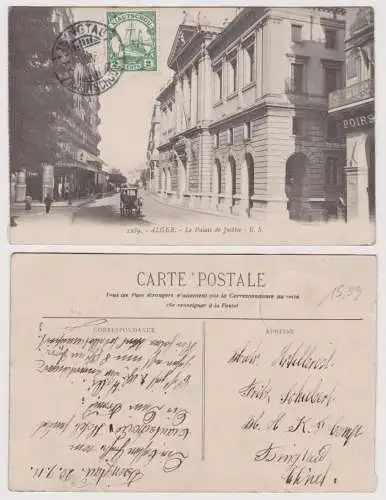 15406 Ak Alger le Palais de Justice mit Stempel Tsingtau Kiautschou 1912