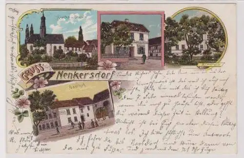 43535 Ak Lithographie Gruß aus Nenkersdorf Gasthof usw. 1904