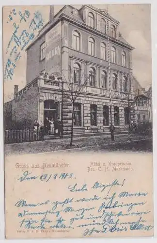 901855 Ak Gruß aus Neumünster Hotel zum Kronprinzen 1903