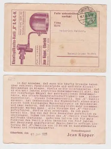 97043 Reklame Ak Elberfeld Klosett Spülkasten Jean Küpper Elisenstraße 1 1925