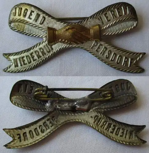 altes Blech Abzeichen Jugend Verein Niederrup Persdorf um 1910 (132906)