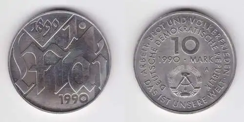 DDR Gedenk Münze 10 Mark 100.Jahre 1.Mai Feiertag 1990 (160937)