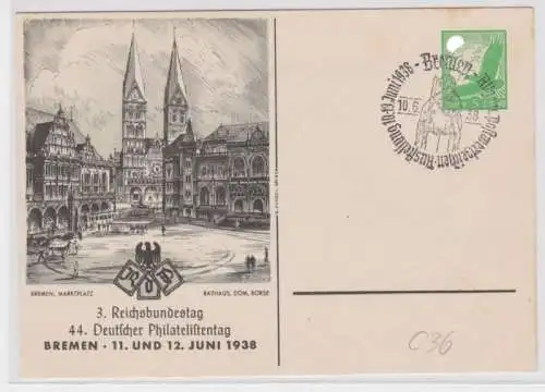 96062 Ganzsachenkarte PP142/ C36/01 44. dt. Philatelistentag Bremen 1938 Rathaus