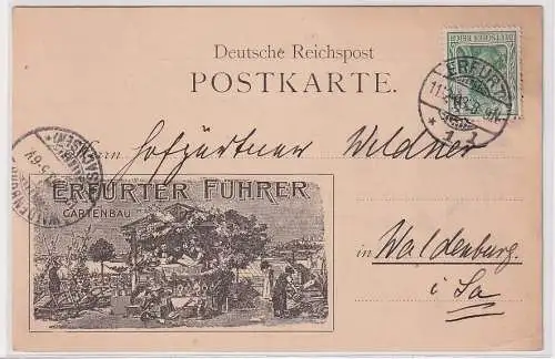 63716 Postkarte mit Zudruck Erfurter Führer im Gartenbau 1903