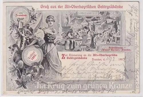 61285 AK Gruß aus der Alt-Oberbayrischen Gebirgsschänke Dresden 1904