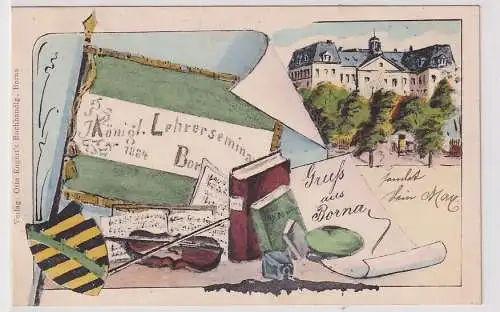 50853 AK Gruß aus Borna - Königl. Lehrerseminar Borna 1884-1906