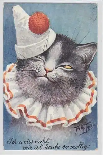 76239 Arthur Thiele Künstler Ak Katze "Ich weiss nicht mir ist heute so mollig"