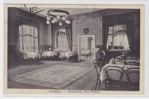 96859 Ak Kleschwitz Kreis Wohlau Wołów in Schlesien Glasdiele 1934