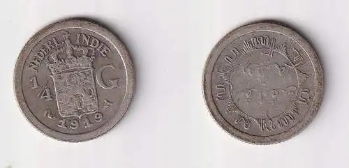 1/4 Gulden Silber Münze Niederländisch Indien 1919 ss (117277)