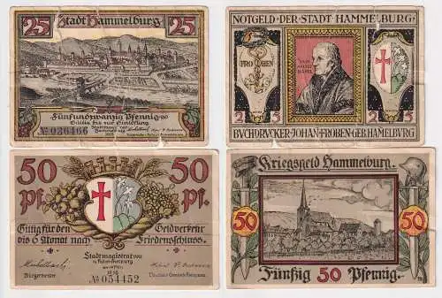 25 und 50 Pfennig Banknoten Notgeld Stadt Hammelburg 1918 (168937)