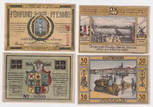 25 & 50 Pfennig Banknoten Notgeld Stadt Kappeln 1920 (169108)