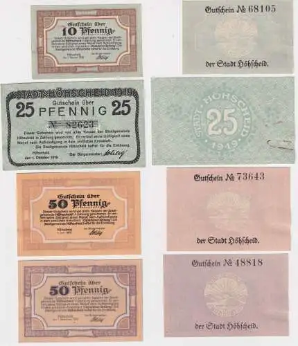 4 Banknoten Notgeld Stadt Höhscheid 1919/1920 (169152)