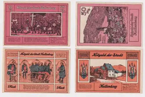 50 Pfennig und 1 Mark Banknoten Notgeld Stadt Hallenberg  (168436)
