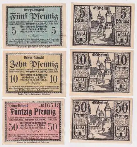 3 Banknoten Notgeld der Sparverein Ostheim Rhön 1918 (165640)