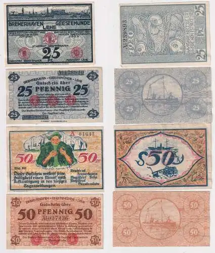 4 Banknoten Notgeld Bremerhaven Geestemünde Lehe 1920 (168640)