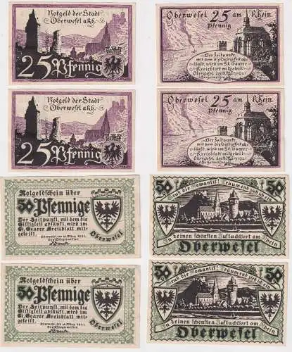 4 Banknoten Notgeld Stadt Oberwesel am Rhein ohne Datum (169155)
