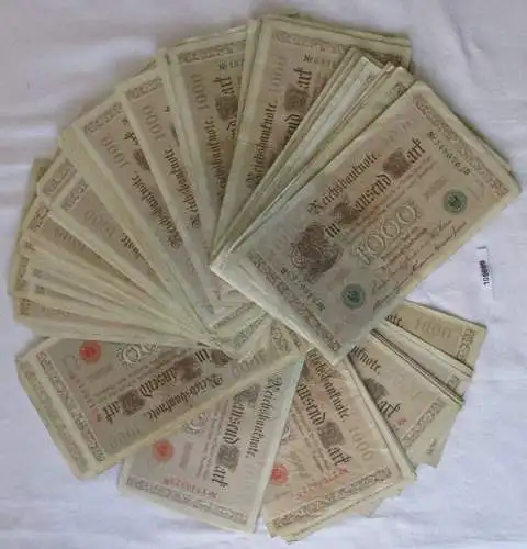 Sammlung mit 100 Banknoten 1000 Mark 1910 Deutschland Rosenberg 45/46 (105689)