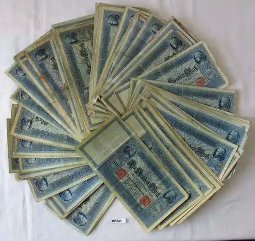 Sammlung mit 100 Banknoten 100 Mark "Flotten Hunderter" Siegel rot (105345)