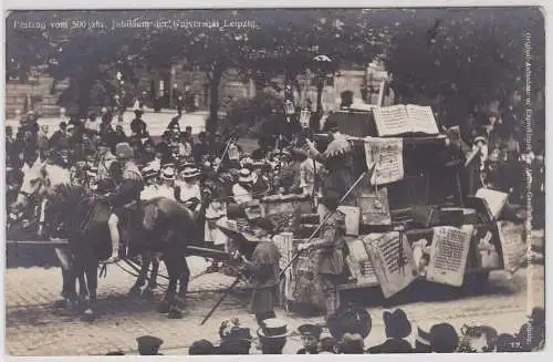 10721 Foto Ak Festzug vom 500jährigen Jubiläum der Universität Leipzig 1909