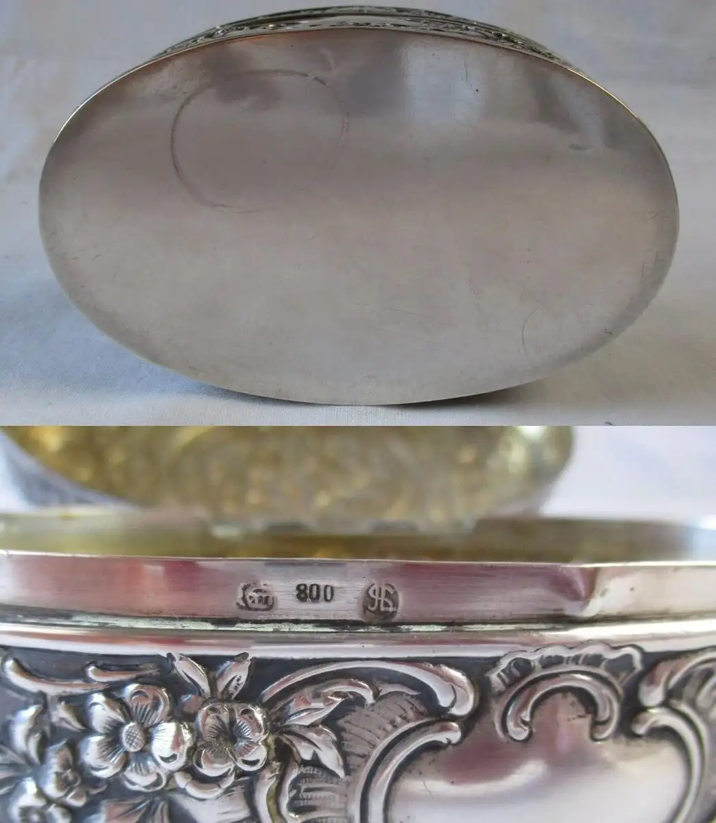 antike 800er Silber Zuckerdose Jean L. Schlingloff  Hanau um 1920 (107378) 3