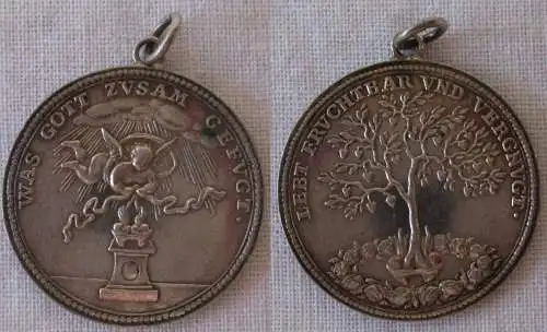 Silber Medaille "Was Gott zusammengefügt lebt fruchtbar und vergnügt" (107524)