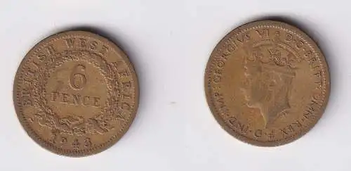 6 Pence Messing Münze Britisch Westafrika 1943 ss (169961)