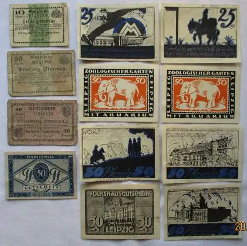 12 Banknoten Notgeld Stadt Leipzig 1918-1921 (125555)
