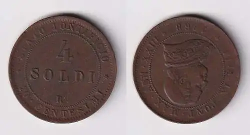 4 Soldi Kupfer Münze Vatikan Pabst Pius IX 1868 R ss+ (169949)