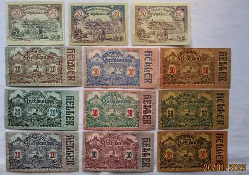 12 Banknoten Notgeld Gemeinde Kirchham bei Gmund 1920 (163056)