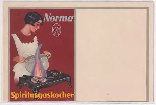 52516 Reklame Karte Norma Spiritusgaskocher Firma Gustav Barthel Dresden um 1930