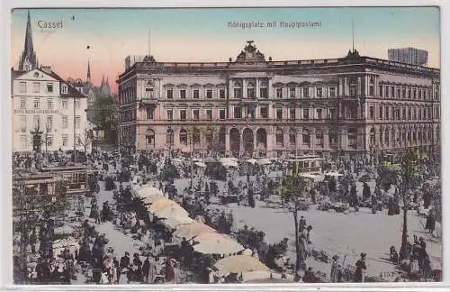 93449 Ak Kassel Königsplatz mit Hauptpostamt 1913