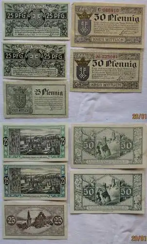 5 Banknoten Brandnotgeld Kreis Wittlich 15.9.1919 (169131)